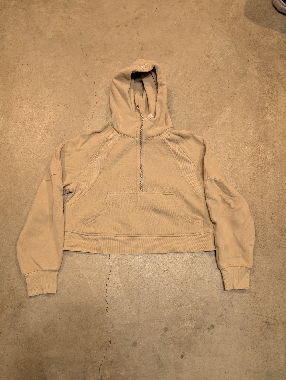 lululemon athletica Scuba Cropped Half-Zip Women's XS/S Hoodie Tan Flaw